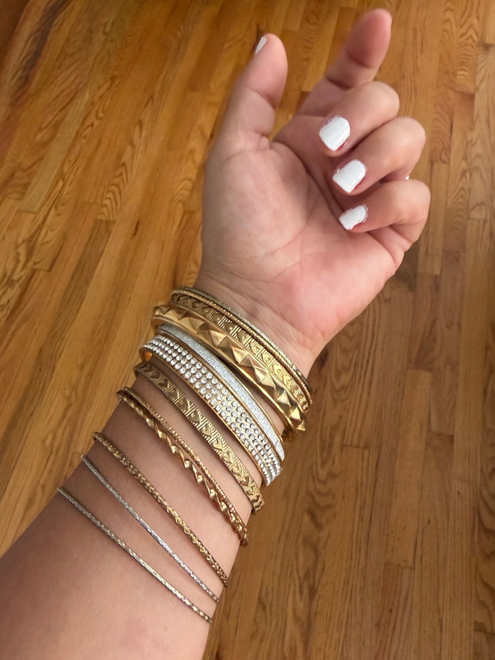 Mixed Gold and Silver Stackable Bangle Bracelet Set